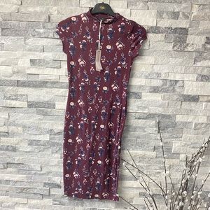 NWT Iris purple floral  bodycon dress sz S